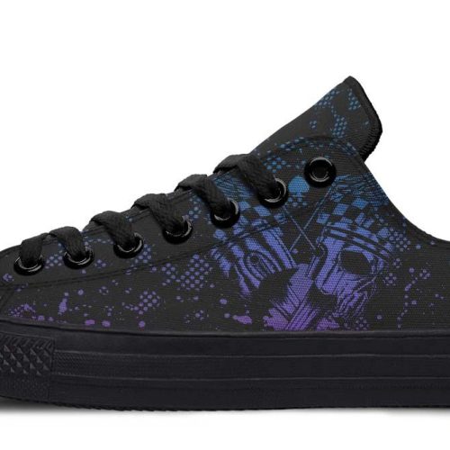 Goal Pattern Black Low Top Athletic Lifestyle Sneakers